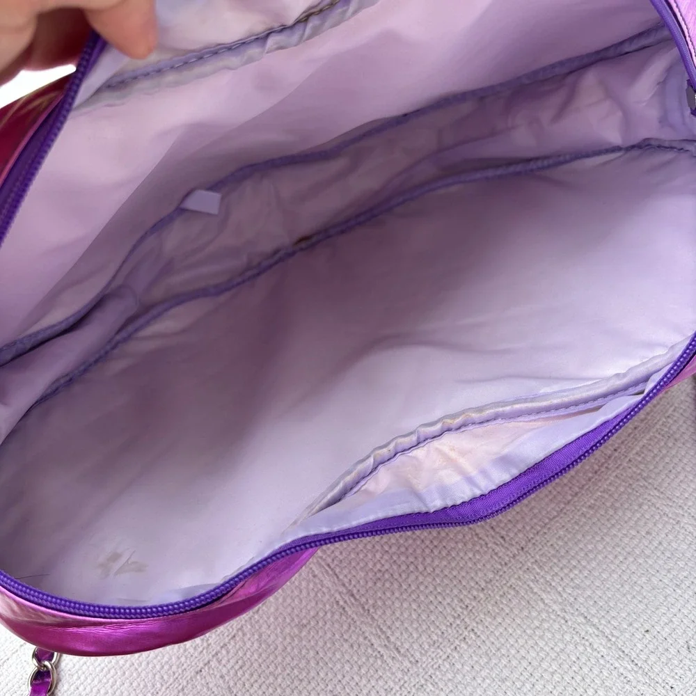 Y2K JUSTIN BIEBER Someday Purple Quilted Large Heart Shape Chain Strap Purse